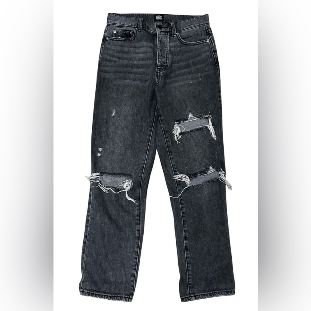 BDG Urban Outfitters Hi-Rise Slim Straight, Distressed Dark Grey Jeans size 27